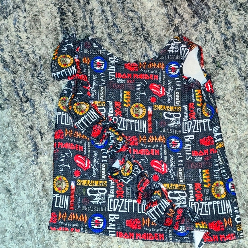 Rock  music legends ruffle kid shirt KISS ROLLING STONES GUNS N ROSES